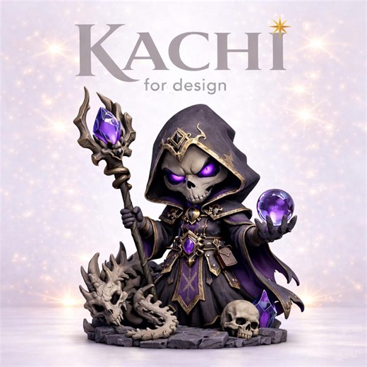 Chibi Necromancer STL | Fantasy Skeleton Wizard Miniature 3D Print (digital Download) - Etsy