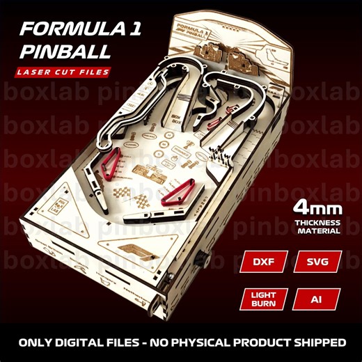 Formula 1 Pinball | Laser Cut Pinball Plans – Wooden Tabletop Pinball | Formula 1 Racing Theme | Digital Download - Etsy
