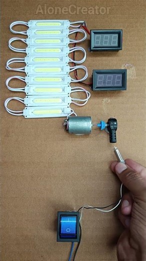 Powering 10 LED Light & 2 Voltmeter with a Mini Drone Dynamo Motor #tech #generator #drone