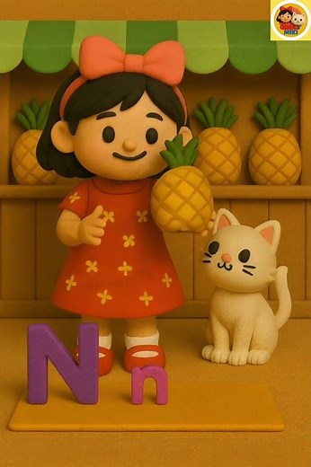 N Untuk Nanas | Qina Ada Buah Nanas? | Belajar Huruf N | Qina & Miki ABC |