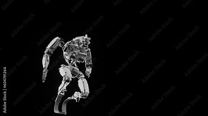 robots dancing, disco cyborgs, flower in head, synchronous movement, background for music, 3d render Stock Video