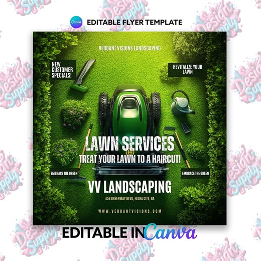 Lawn Care Flyer Template: Editable Canva Design - Etsy