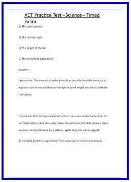 ACT Practice Test Science Timed Exam 636x882