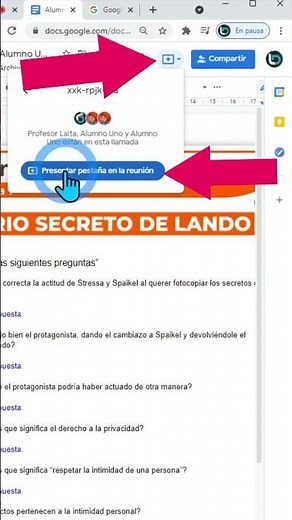 🔵 Truco 3 Meet: Compartir Pantalla desde Documentos, hojas de Cálculo y Presentaciones #Shorts