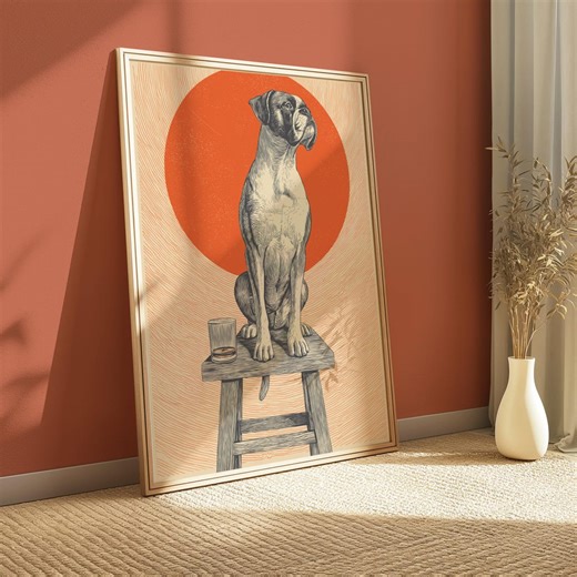 Boxer Dog Whiskey Print – Funny Boxer Dog Bar Stool Poster - Etsy