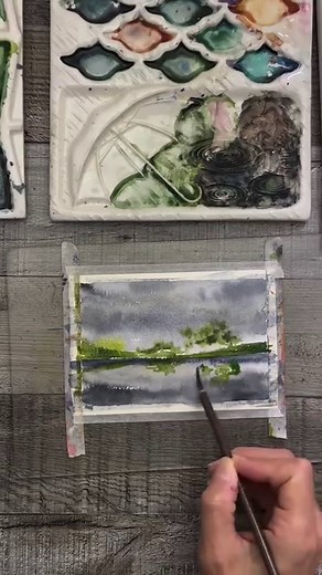 2.1K views · 27 reactions | Loose moody landscape painted from a tutorial on YouTube by Lois Davidson Art. Not my my best work. But that’s on me not the tutorial.  I used a super large cats tongue brush for the majority of the this piece. Do you have one? #watercolortutorials #watercolorlandscapes #moodyskies #moodylandscape #moodylandscapes #semiabstractart #semiabstractpainting #semiabstractlandscape #moodyart | Amber Lane Art | Facebook