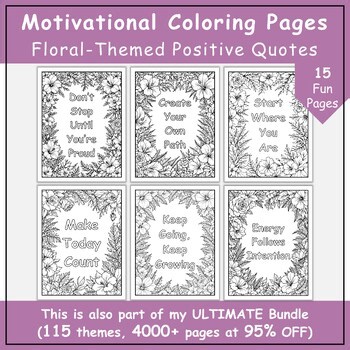 Floral Border Coloring Pages | Motivational Quotes for Self Improvement