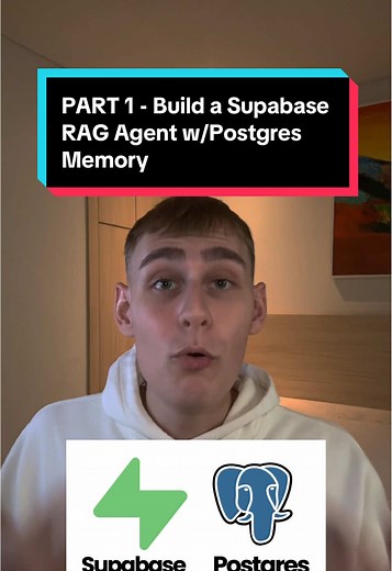 PART 1 - Build a Supabase RAG Agent (Postgres Memory Tutorial) Set up Retrieval-Augmented Generation using Supabase PostgreSQL. #ai #nocode #aiagents #aiautomation