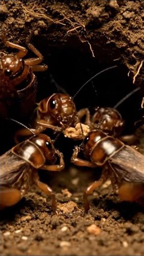 Crickets Carrying Food Underground – Amazing Insect Behavior #wildlife #animalfacts #nature