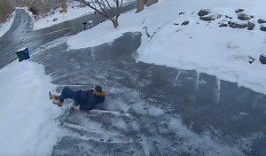 Very Chill Winter Man's Icy Driveway Video Goes Viral Because It's a Really Wild Ride