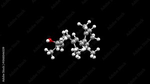 Structure of vitamin A (retinol). Animated 3D ball-and-stick and space-filled models, black background.