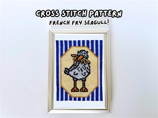 French Fry Seagull Cross Stitch Pattern | Digital Download PDF PATTERN ONLY! - Etsy