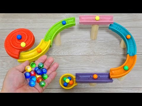 Marble Run ASMR ☆ Wooden colorful rail assembly & play collection