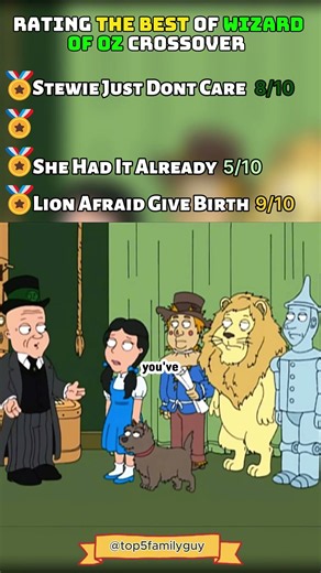 RATING THE BEST OF WIZARD OF OZ CROSSOVER #shorts #familyguy #funny