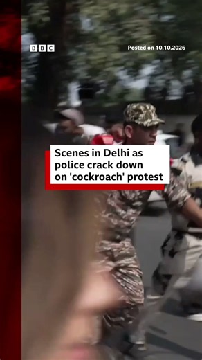 Tens of thousands of security personnel have been deployed and roads barricaded in Delhi to stop the latest Cockroach Janta Party demonstration, where protesters are calling for electoral reforms and the resignation of India's election chief. The group says its leader, Abhijeet Dipke, is among hundreds reportedly detained since Friday evening. #CJP #India #Delhi #News #BBCNews