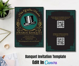 Awards Banquet Invitation Template | Editable Canva Banquet Invite for Chamber or Corporate Events - Etsy Canada