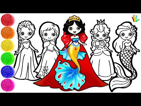 How to draw a Cute Princess - Drawing Disney Princesses Characters and Peppa Pig Drawing for kids