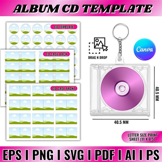 CD Cover & Case Template, Cd Case Insert Template, Cd Jewel Case Template, Cd Cover Insert, Custom Cd Cover Case, Printable, Canva Editable - Etsy UK