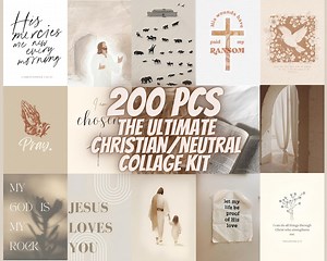 Christian Aesthetic Collage Kit (100  Prints) - Neutral Bible Verse Decor (digital Download) - Etsy