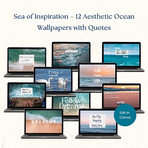 Aesthetic Ocean Wallpapers Set of 12. Desktop and Laptop Backgrounds with Motivational and Inspirational Quotes. Sea and Waves Theme. - Etsy México