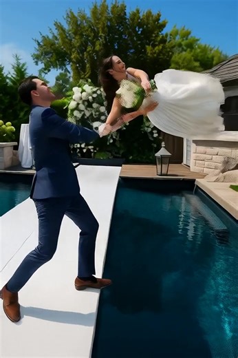 Bride and Groom's Pool Party Fun: Wedding Day Highlights