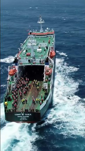 Incredible aerial footage of a massive Ro-Ro ship at sea. 🚢 #roro