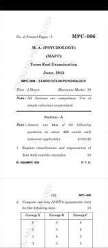 MPC-006 Statistics in Psychology | June Term Exam 2025 Question #education #learning #learn