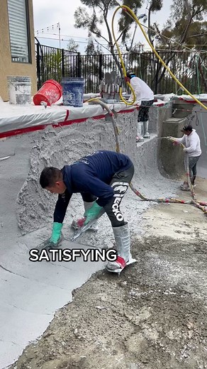 This is super satisfying, it’s even more satisfying in real time. #satisfying #pool #construction #process #artist #handmade #pro #installation #asmr #vibe #foryou