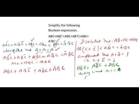 22. Simplify the following Boolean expression. ABC+ABC’+ABC+AB’C+ABC+A’BC