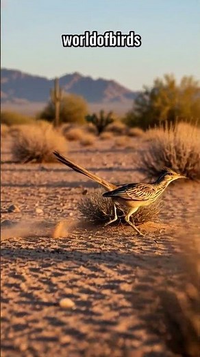 Roadrunner running across sandy terrain #Roadrunner #DesertBirds #FastBird