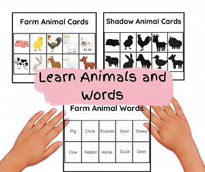 Farm Animal, Number, Shapes & Shadow Matching Downloadable Game - Educational Card Game for Kids - Etsy