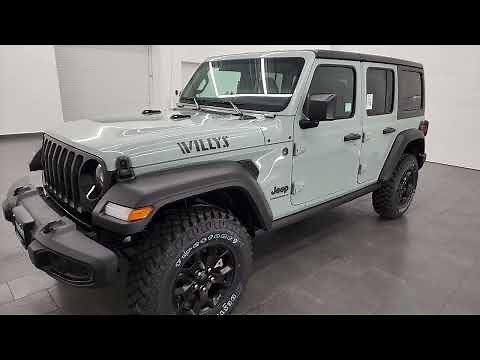 NEW 2023 JEEP WRANGLER COLOR EARL GRAY WILLYS WHEELER 4 DOOR 4K WALKAROUND 23J15 SOLD!