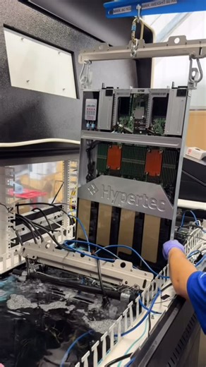 StorageReview on Instagram: "Crank it. Lift it. Cool it. 4 GPUs in 1U, fresh from the tank. #Hypertec #ImmersionCooling #GPUs #StorageReview"