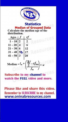 Median of Grouped data #maths #statistics #median #groupeddata