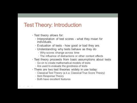 Classical Test Theory. Part 1 (VE) Introduction