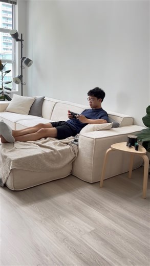 Nathan Wu on Instagram: "Yep, that’s my sofa! You’re probably wondering how it went from a box to a 3-seater sectional... So let’s rewind. This is the M1 Sofa from @rove.lab which starts off as a set of vacuum sealed SmartFoam modular pieces in boxes. Cut open the packaging and watch it expand - no tools required. It’s a minimal, low profile design that showcases the 20ft ceilings in my loft beautifully. Very boy-apartment inspired. I went with the colour of Helium Cloud to match my O2 Bed which