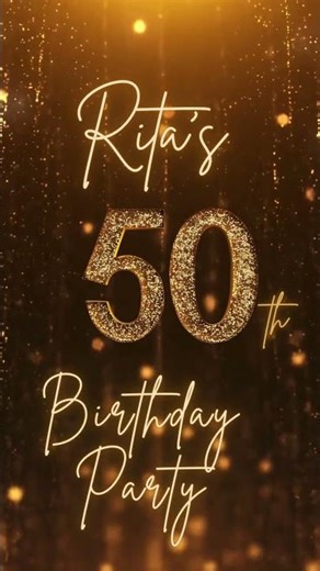 ✨ 50th Birthday Invitation | Gold Glitter Video Invite | Editable Digital Party Invitation
