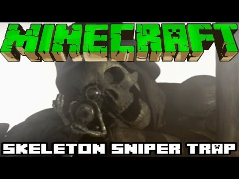 MINECRAFT - SECRET BASE SECURITY SYSTEM - AUTOMATIC PLAYER DETECTION - SKELETON SNIPER TRAP TUTORIAL