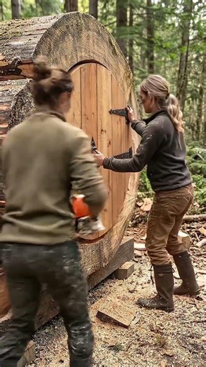 Two Women Build Tree House Together🌲✨ #nature #wildlife #shorts