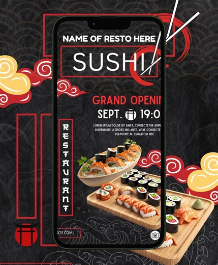 Sushi Grand Opening Invitation Template | Japanese Restaurant Opening Party Flyer | Canva Editable Template | Food Event Printable - Etsy