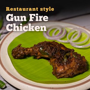 This delicious and spicy Gun Fire Chicken is a MUST TRY😍 Rich with flavorful spices and aroma, this recipe is sure to become your go-to meal. Enjoy this recipe with your friends and family and don’t forget to let us know how it was! Gun Fire Chicken Recipe: Whole Chicken Leg (with thigh) - 2 nos For the Paste: Shallots - ½ Cup Ginger - ½ inch Garlic - 8 Cloves Cinnamon - 1 inch Black Peppercorn - 2 tsp Coriander Leaves - 2 tbsp Salt - 1 tsp Turmeric Powder - ½ tsp Red Chili Powder - 1 tsp Coria