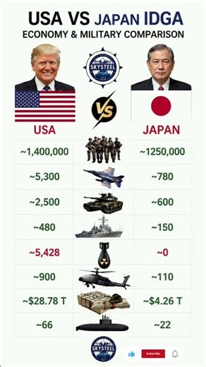 ​🇺🇸 United States vs Japan 🇯🇵: Economy & Military Power Comparison 2026