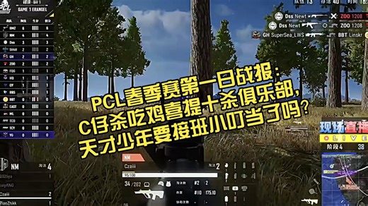 PCL春季赛第一日战报：C仔杀吃鸡喜提十杀俱乐部，天才少年要接班小叮当了吗？