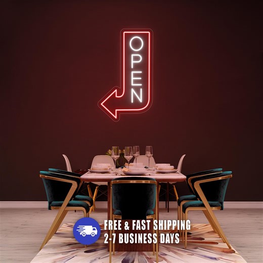 Vertical Arrow Neon Outdoor Open Sign, Waterproof LED Neon for Businesses, Large & Exterior Bright Light, Custom Neon Open Store Sign - Etsy