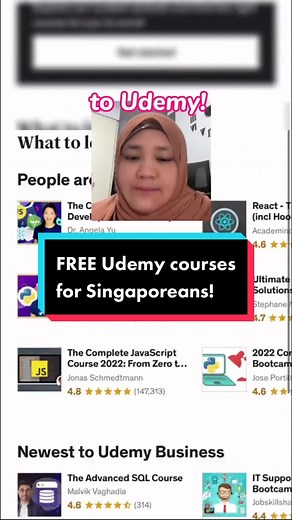 Want FREE Udemy courses in Singapore? You can login with your NLB ID on their eResources portal and enroll in any online course you want! Udemy Business is a corporate subscription where you can enroll in the highest-rated Udemy courses without additional fees. What courses would you want to learn? Let me know in the comments! #Udemy #LearnOnline #LearningIsFun #LibraryTok singapore, online courses, learn to code, career tips, upskilling, tech skills, free online courses, udemy