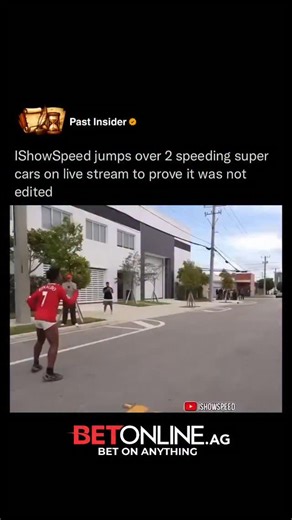 Past Insider | History on Instagram: "IShowSpeed pulled off a wild jump 💀🤯🏃‍♂️ over two speeding sports cars in a live stunt. He cleared his Ronaldo-themed Lamborghini Huracan first then leaped over a McLaren 720s right after. The daredevil move proved his skills were real no editing tricks involved. Follow @insidehistoryhub for more 🤯 He sprinted hard and soared high as viewers watched in real time. The luxury cars rushed toward him making the feat even more intense. Speed's bold jump went 