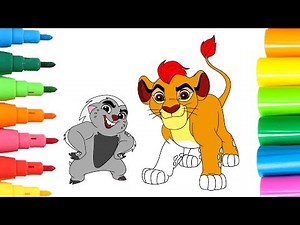 Learn the colors 🎨 Learning colors by coloring in The Lion Guard picture | Colouring book
