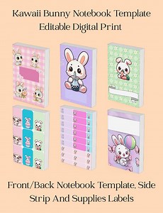 Kawaii Bunny Notebook Template - Etsy Canada