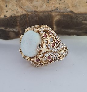 Handcrafted Turkish Opal Ring: Vintage Style Gemstone Jewelry - Etsy