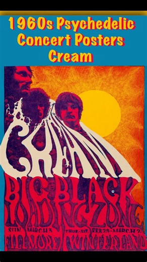 Cream 1960s Psychedelic Concert Posters Eric Clapton, Ginger Baker, Jack Bruce Sunshine of Your Love